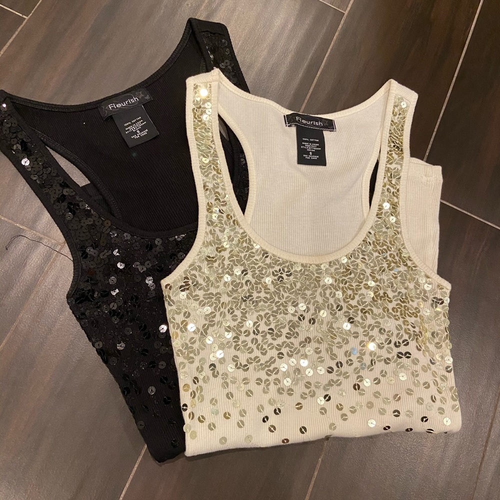 2 for 1 sequin racer back tank tops